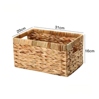 Panier de rangement écologique en jacinthe d'eau, forme rectangulaire, tissé à la main, multi-usages, design simple, style naturel et rustique
