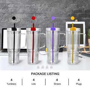 แก้วน้ำทรงกระบอกใส ดีไซน์ใหม่ พร้อมหูจับ ปลอด<span class=keywords><strong>ส</strong></span>าร BPA  วั<span class=keywords><strong>ส</strong></span>ดุ PS อะคริลิก  พร้อมรูเจาะสำเร็จรูป <span class=keywords><strong>ส</strong></span>ำหรับงาน DIY  ขนาด 40 ออนซ์  <span class=keywords><strong>แบบ</strong></span>ลูกโลกหิมะ - Product Image 2