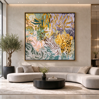 Peinture murale florale abstraite, art floral, peinture acrylique, fleurs colorées, peinture impressionniste de jardin, grande toile texturée à l'huile