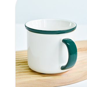 Personalisierbare 350ml Emaille-Imitat Tasse mit Buntem Henkel - Niedliche Keramik-Kaffeetasse für Büro und Heißgetränke - Product Image 6