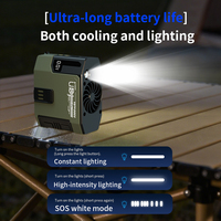 Kipas Mini 3-in-1 dengan Klip Pinggang, Daya 6000mAh, Dapat Diisi Ulang, Kipas Leher Portabel dengan Senter LED & Power Bank Darurat