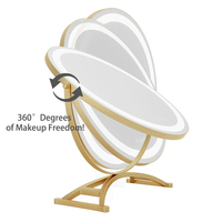 Vente en gros Grand miroir de courtoisie LED rond Miroir de maquillage simple face avec caractéristiques personnalisées pour une utilisation cosmétique de bureau