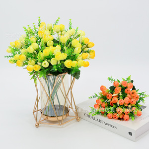 Bouquet de roses artificielles Dongchen Crafts, 15 têtes, rose champagne, fleurs en soie, décoration de mariage à domicile, style minimaliste - Product Image 3