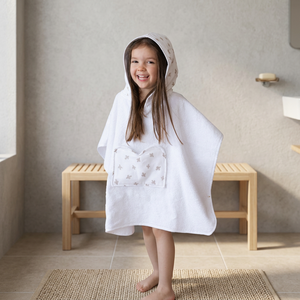 <b>White</b> star pattern <b>towel</b> Cotton soft absorbent poncho Kids hooded bath <b>towel</b> Child bath poncho <b>white</b> - Product Image 4