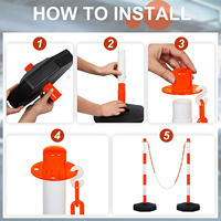 Poteaux de signalisation routière réglables en plastique PE, cônes avec base remplissable, réflecteurs prismatiques haute intensité, barrière de sécurité certifiée IP68