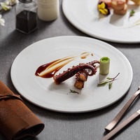 Assiettes rondes plates en céramique pour dîner, steak, viande, et assiettes à gâteau rondes en céramique avec lettres, pour restaurant, avec motifs peints