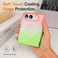 Coque Duo pour iPhone, dégradé givré translucide, protection de charnière, compatible avec la charge magnétique sans fil, antichute, sensation de peau.