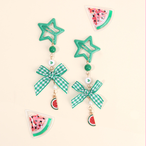 CN 2 uds Multi Color Metal Snap BB Horquillas para el cabello con lazo Know Clip Lovely Fruit Tassel Hair Clip Accesorios - Product Image 3