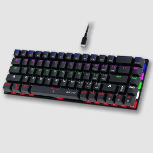 AIKUN Bàn Phím Chơi Game Đèn Nền RGB Có Dây GX9680 Công Tắc Cơ Bàn Phím Di Động Mini 61 Phím Đa Phương Tiện