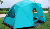 Tente de camping pour 4 à 6 personnes, double couche, imperméable, tente d'extérieur, logo personnalisé, tente familiale résistante au vent