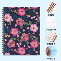 Carnet floral mignon pour filles avec logo estampé à chaud or rose, format A5, reliure spirale double, journal d'étudiant, papeterie