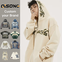 Sweat à capuche unisexe personnalisé, grande taille, épais, entièrement zippé, écologique, 350g, 100% coton French Terry, avec appliqué, pour l'hiver