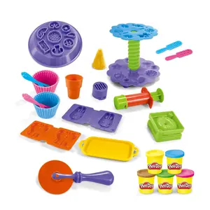 새로운 교육 장난감 Plasticine 모델링 diy 점토 장난감 다채로운 음식과 동물 모양 놀이 반죽 기계 세트
