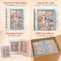 Album de rangement pour capsules de jouets avec classeur à 6 anneaux en PVC transparent et pochette zippée, rechargeable et anti-poussière, pour les collectionneurs de jouets Kawaii Gacha