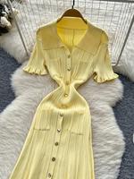 Robe midi en maille élégante et décontractée pour femme, respirante, coupe trapèze, amincissante, idéale pour le bureau, les trajets quotidiens, le style urbain, les occasions formelles et les soirées, en nylon