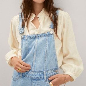 Salopette en jean bleu clair vintage style boyfriend pour femme - Product Image 3