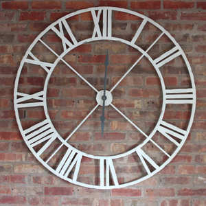 Antico <span class=keywords><strong>orologio</strong></span> in ferro bianco oversize numero romano <span class=keywords><strong>con</strong></span> fabbrica artigianale in metallo extra large - Product Image 4