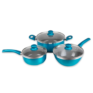 Modern Ceramic Marble Coated Pot Pan Silicone Glass Lids Bakelite Handles Non-Stick Aluminum <b>Cookware</b> <b>Set</b> for Gas <b>Induction</b> - Product Image 1
