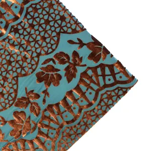 Higher Quality Thick Winter Custom Pattern Korea Velvet Burnout Flower Polyester Fabric For Dress