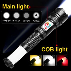 शक्तिशाली 30W एलईडी सामरिक एलईडी टॉर्च तीन रंग के लिए सिल प्रकार सी रिचार्जेबल लालटेन 10 मोड मशाल के लिए डेरा डाले हुए कुत्ते घूमना - Product Image 3