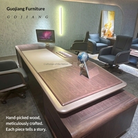 Ensemble bureau et chaise de direction haut de gamme en bois avec serrure à empreinte digitale et lampe pour usage commercial