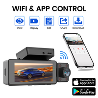 Maustor Caméra embarquée 3.16 pouces à 3 objectifs HD pour voiture, Enregistreur vidéo DVR trois voies, Mini dashcam