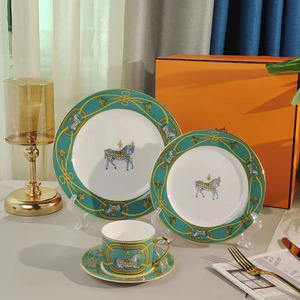 Factory Price Best Selling Horse Brand Luxury Bone China Plates Cups and Saucers Set with Gift Box - Product Image 5