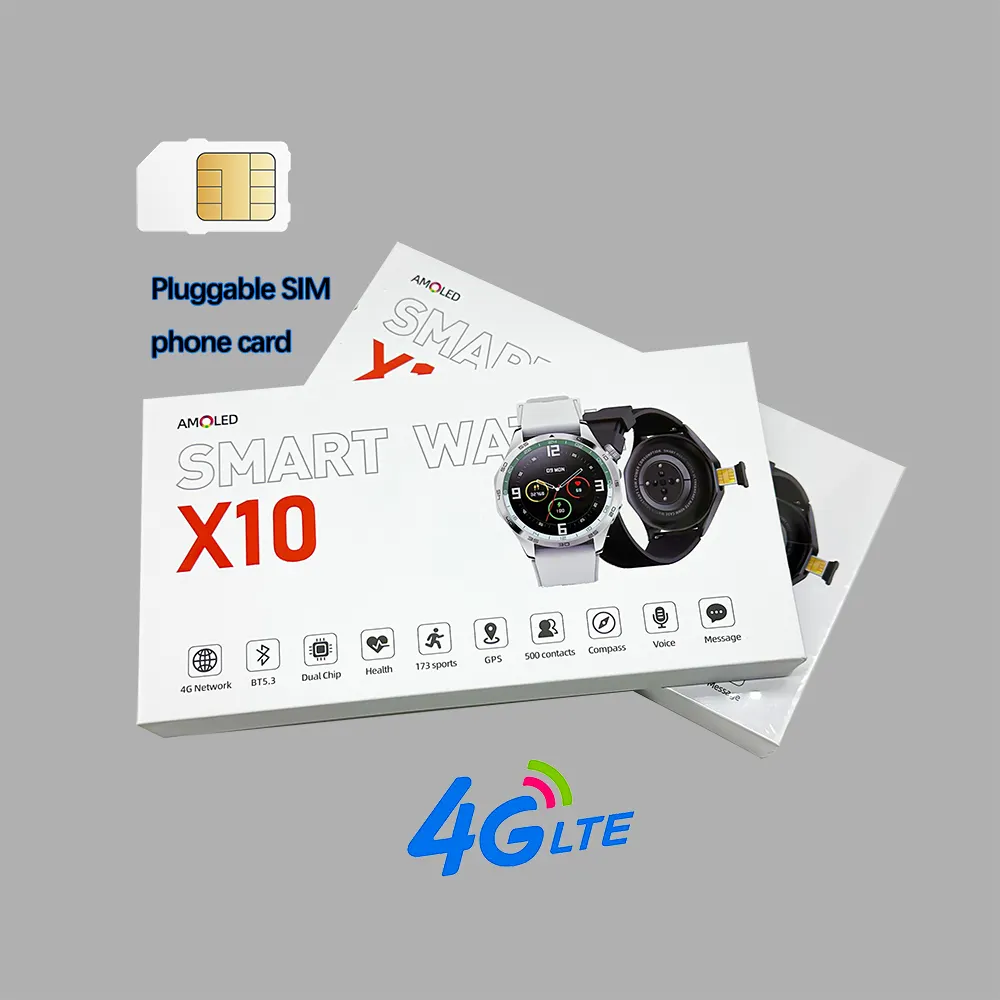 X10 4G Smart Watch PK Reloj Inteligente 4G Customized Sdk Logo With Hidden Wifi Gps Plug-In Card Smartwatch Sim Card 4G Ultra