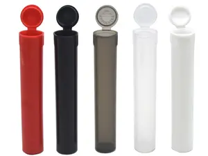 Tabung pre-roll plastik 116mm tahan anak dengan label lengan susut panas kustom cetak Digital bungkus untuk jumlah kecil