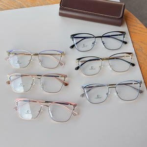 กรอบแว่นตา Qianai Cat Eye สำหรับผู้หญิง กรอบโลหะเต็มรูปแบบ ป้องกันแสงสีฟ้า เลนส์ AC ดีไซน์ทรงไม่สมมาตร บานพับสปริง รุ่น JS9 5 1100 - Product Image 2