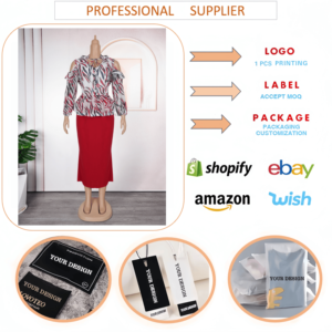 J0756 Robes Africaines Tendance pour Femmes – Ensemble Décontracté et Élégant 2 Pièces avec Manches Longues Illusion et Col en V, Imprimé Africain – Robe de Bureau pour Dames - Product Image 6