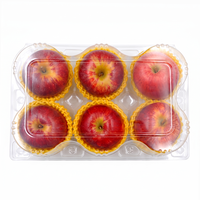 Boîte d'emballage transparente en plastique PET pour 6 pommes, conteneur de fruits recyclé en gros pour présentation