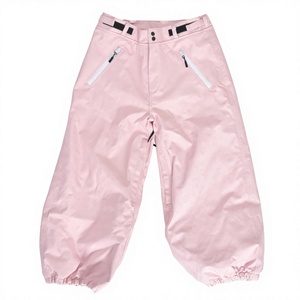 Pantalones de Nieve Acolchados Estampados en Rosa Pastel con Bolsillos Delanteros con Cremallera, Cintura Ajustable, Tela Impermeable y Puños Elásticos - Product Image 1