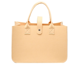 Sac fourre-tout élégant en feutre doux et agréable pour la peau pour femmes, disponible en camel clair avec poignées, cadeau promotionnel - Product Image 4