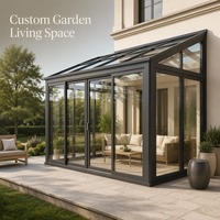 Véranda en verre quatre saisons préfabriquée en alliage d'aluminium avec portes coulissantes à double vitrage pour patio et jardin