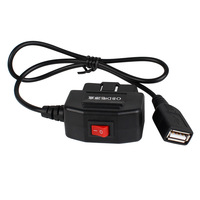 Cable de carga USB para coche OBD Hardwire Kit Switch Wire - Universal para Dash Cam - OBD2 a Tipo-C Cable adaptador de carga USB