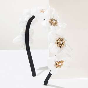 Doux Brillant Chic Bonbons Couleur En Cuir <span class=keywords><strong>Fleur</strong></span> Bandeau Tempérament Scintillant Strass Rembourré Bandeau De Mariée De Mariage <span class=keywords><strong>Cheveux</strong></span> - Product Image 4