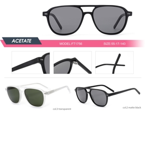 Gafas de Sol Polarizadas de Acetato de Alta Calidad para Hombre y Mujer, Logotipo Personalizado, Monturas Cuadradas de Lujo, Gafas de Sol Rectangulares con Lentes TAC - Product Image 3