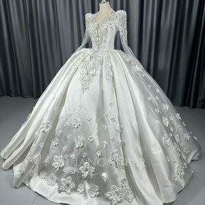 Lscm99 Ball Gown <b>Wedding</b> Dress Beaded Lace Illusion Neck Satin Bridal Gown Corset Back Sparkly Tulle Skirt Jancember - Product Image 3