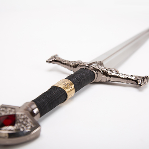 Réplique d'épée Blackfyre, épée du dragon Targaryen de <span class=keywords><strong>Game</strong></span> <span class=keywords><strong>of</strong></span> Thrones avec plaque murale, épée médiévale de collection non affûtée pour cosplay - Product Image 5