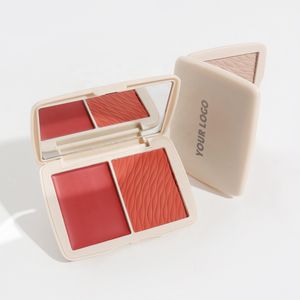 Personnalisé 2 Couleurs Maquillage Visage Blush et Highlight Palette Longue Durée La Joue Est Rouge Haute Pigment Private Label 2 Tons Blush - Product Image 3