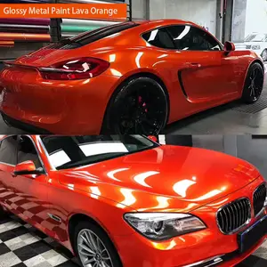 5x59FT PVC Car Wrap Vinyl Film Super Bright Metal Lava Orange Car Vinyl Wraps Car Paint Color Changing Decorative Film