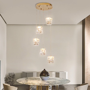 Modern Minimalist Crystal Chandelier Led Light Multi Head Round Pendant For Dining Room Home Lighting - Product Image 1