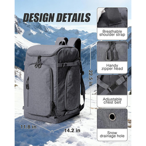 60L Ski <b>Boot</b> Bag Backpack with Vacuum Pump Snow Drainage Hole Waterproof <b>Boot</b> Compartment Helmet Goggle Storage <b>Standing</b> Mat Fit - Product Image 2