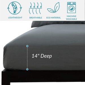 Vente chaude ensemble de draps de lit gris doux 1800 ensembles de draps et taies d'oreiller 4 pièces ensemble de draps Queen - Product Image 4