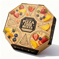 Boîte à pizza octogonale haut de gamme écologique en carton ondulé de qualité alimentaire, robuste et biodégradable, avec fentes pour une emballage sécurisé de la pizza