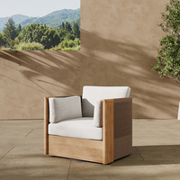 Fauteuil de salon contemporain FERLY en teck à une seule corde, confortable, luxueux, moderne, durable, imperméable, pour jardin et extérieur