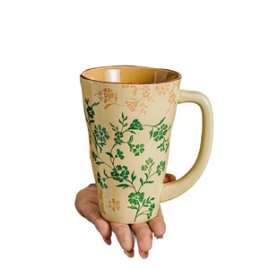 Taza de Cerámica Floral Retro Exquisita al por Mayor, Taza de Café Latte de Gran Capacidad, Taza de Porcelana Vintage con Flores - Product Image 5