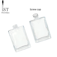 Flacon de parfum vide en verre rechargeable de luxe de 30 ml et 50 ml avec bouchon en bois rectangulaire et capuchon à vis en bois