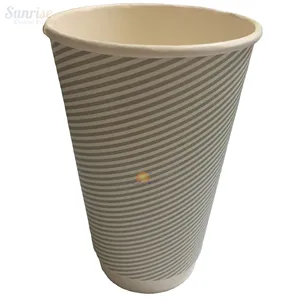 Disposable Big Size 16 oz Custom Logo Print Paper Double Wall Coffee Cups